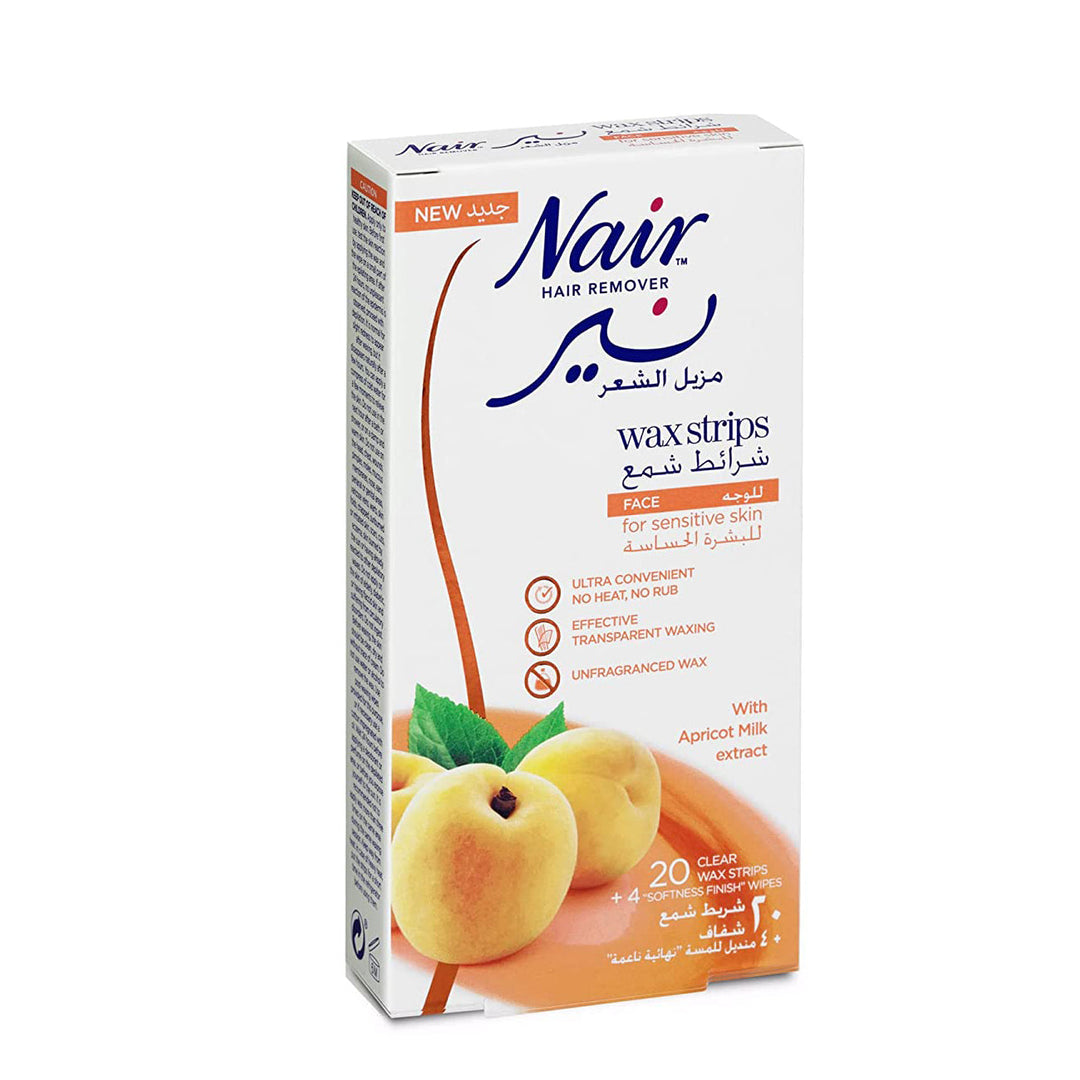Nair Hair Rem Face Wax Strips With Apricot Milk Extract 20's