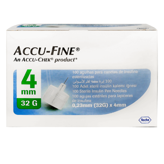 Accu-Fine 0.23Mm (32G)X4Mm Pen Needles 100's