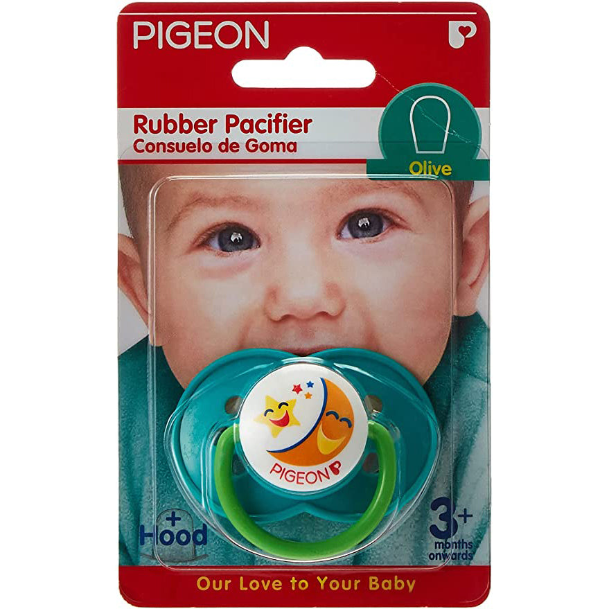 Pigeon Rubber Pacifier Olive Flower Green 3860
