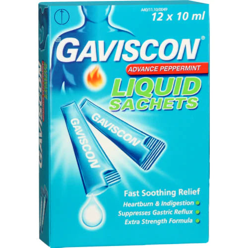 Gaviscon Advance Peppermint Liquid Sachet 10ml 12's