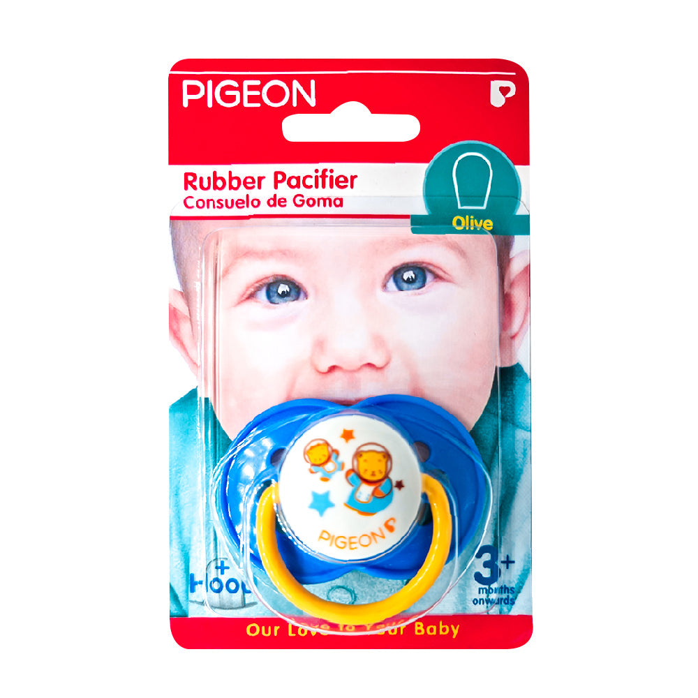 Pigeon Rubber Pacifier Olive +3 Months Blue 3859