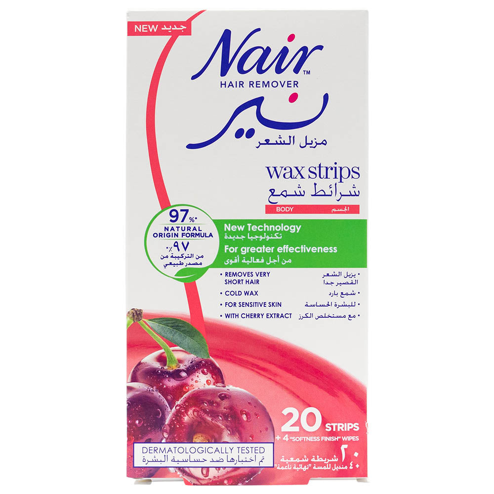 Nair Hair Remover Body Wax Strips With Cherry Extract 20's