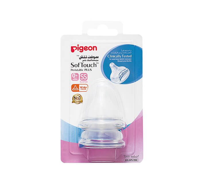 Pigeon Softouch Peristaltic Plus Wide Neck Nipple 2's - SS